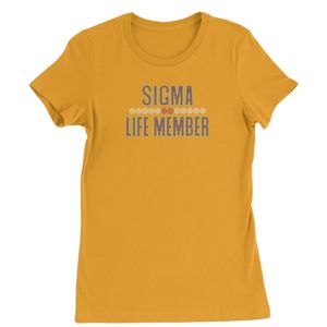 Camiseta ajustada Gold Life Member de Sigma Gamma Rho para mujer, camiseta informal de manga corta con cuello redondo para eventos de hermandad, ropa con estampado personalizado - Product Image 1