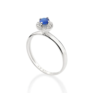 Classic Women's 925 <b>Silver</b> Plated 18K Gold Plated Sapphire Engagement <b>Ring</b> Round Prong Setting September Birthstone - Product Image 3