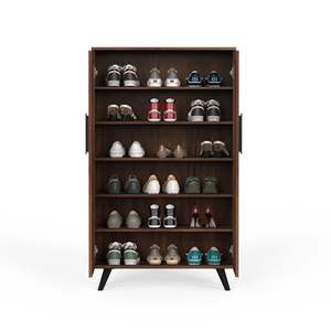Meuble à chaussures Carlem à 2 portes, design haut, 6 étagères fermées, organiseur pour 24 paires de pantoufles ou de chaussures - Product Image 5