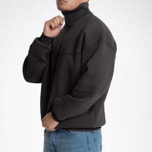Sudadera Oversize con Cremallera de un Cuarto, Logotipo Personalizado, Forro Polar Grueso, Hombros Caídos, Estilo Urbano, 100% Algodón, 400 g/m², con Capucha - Product Image 3
