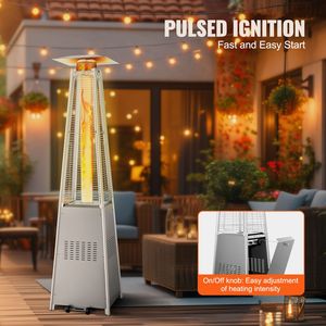 Riscaldatore da Patio Moderno a Propano da 48000 BTU con Ruote e Tubo in Vetro al Quarzo per Uso Esterno - Product Image 6