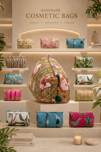 Eco-Friendly Bohemian Floral Print Cotton Cosmetic Bag Set Zipper Closure Lightweight Washable Multi-Function Travel <b>Case</b> for - Product Image 4