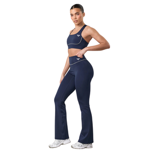 Leggings de yoga évasés taille haute pour femme, personnalisés, décontractés, fins, doux, extensibles, tricotés, pour fitness et entraînement, coupe bootcut, avec poche invisible - Product Image 1