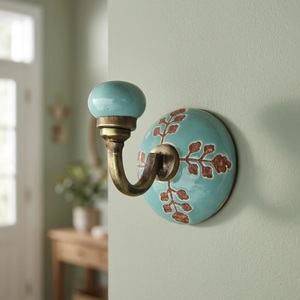 Crochet mural en céramique vintage, couleur turquoise rouille, fait main, imperméable, écologique, réglable, porte-manteau auto-adhésif - Product Image 4