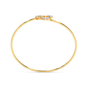 Bracelet ouvert en diamant avec bande fine en or jaune et motif géométrique symétrique en grappe - Product Image 3