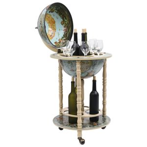 Carrello di conservazione del vino in legno di eucalipto blu Globe Bar - Product Image 3