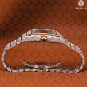 ชาร์ม_จิวเวลส์นาฬิกาข้อมือสตรีสแตนเลสทรงสี่เหลี่ยมพร้อมกรอบเพชรคริสตัลแซฟไฟร์อะนาล็อกควอตซ์แฟชั่นหรูหรา - Product Image 4