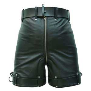 Pantalones Cortos de Cuero Negro para Hombre, con Cierre Trasero y Cinturón, para Bondage y BDSM - Product Image 3