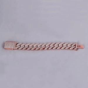 Luxury Rose Gold Plated Diamond Chain Link <b>Bracelet</b> Round Brilliant Cut Pave Setting Geometric Unisex Everyday Wear - Product Image 1