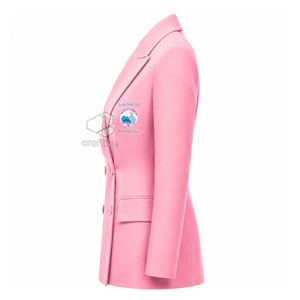 Jack And Jill Of America Women's Double Breasted Blazer Pink Embroidered Peak Lapel Tailored Formal Business Office <b>Suit</b> Jacket - Product Image 3
