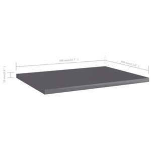 Juego de 4 piezas de tableros de estantería de madera de ingeniería gris de alto brillo Tamaño de 15,7 "x 11,8" x 0,6 "para estanterías - Product Image 5
