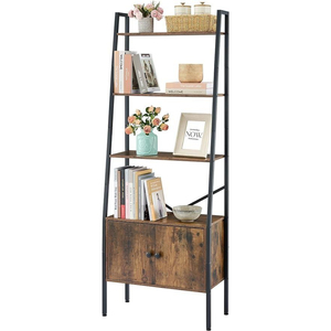 Estantería Clásica Tipo Escalera con Cajón, Estantería de Madera Marrón para Libros, Organizador con Marco Metálico para Sala de Estar - Product Image 5