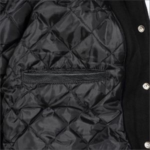 Nouvelle veste bomber universitaire en laine bleu roi et cuir noir, col montant, style universitaire, design streetwear, logo frontal - pour l'hiver - Product Image 3