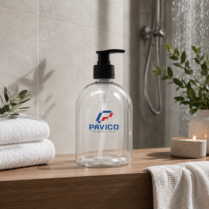 Bouteille de shampooing transparente en PET de 520 ml, ronde, avec pompe noire de 28 mm pour l'emballage de gel douche et de lotion, fabricant au Vietnam - Product Image 6