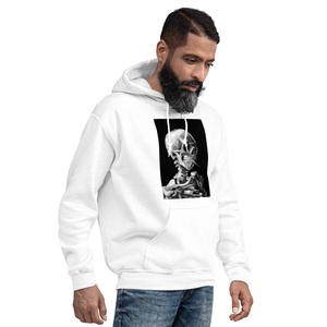 Sweat à capuche oversize en coton 100% brodé, motif squelette fumeur gothique, art horrifique Van Gogh, collection automne - Product Image 2