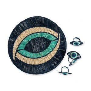 Ensemble de sous-verres en rotin œil porte-bonheur faits à la main, tapis de table tissé naturel, décoration de table bohème, dessous de verre protecteur, accessoire artisanal pour la maison - Product Image 2