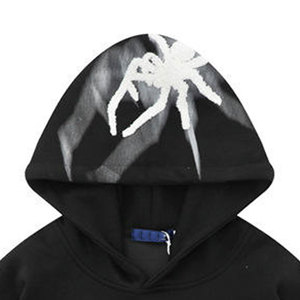 Sweat-shirt tissé au crochet pour homme, marque tendance, style urbain, hiver, ODM, décontracté, à capuche, ourlet fendu, imprimé araignée, design Hip-Hop, coupe ample - Product Image 5