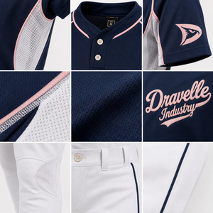 OEM Custom Sublimated Men's Softball Uniform Polyester Micro Mesh Jersey Double-<b>Knee</b> Reinforced White Pants Performance Set - Product Image 6