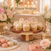 Support à gâteau en bois artisanal de qualité supérieure |   Plateau de présentation rond pour desserts, idéal pour mariages, fêtes, décoration de table à la maison, export