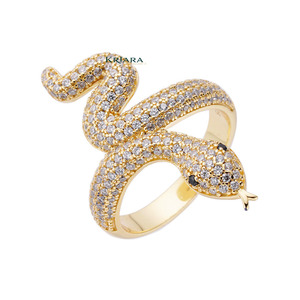 Anillo de Serpiente de Lujo en Plata 925 con Baño de Oro de 18K y Diamante Cultivado en Laboratorio con Corte Brillante Redondo, Joyería para Uso Diario Femenino - Product Image 5