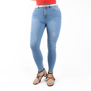 Pantalones Vaqueros de Mezclilla Azul Elásticos de Gran Tamaño para Mujer, de Alta Calidad, con Logotipo Personalizado - Product Image 1