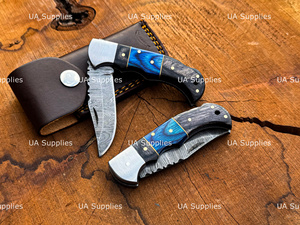 มีดพับ Damascus Lockback ด้ามไม้ ปลายแหลม คุณภาพอุตสาหกรรม EDC มีดพับสำหรับล่าสัตว์ มีดพกพาสำหรับกิจกรรมกลางแจ้ง ส่งออก ขายส่ง จำนวนมาก - Product Image 5