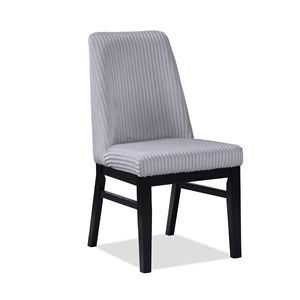 2 Sedie da Pranzo Contemporanee in Tessuto Testurizzato Grigio Chiaro, Schienale Alto, Seduta Imbottita, Sedia Laterale in Legno Rivestita per Sala da Pranzo - Product Image 2