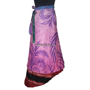 Falda Larga Envolvente de Seda Vintage Tallas Grandes, 38 Pulgadas, Estilo Halter Tubo, Vestido Maxi de 2 Capas Reversible, Sari de Seda Mágica, Falda Larga Envolvente para Playa - Product Image 2