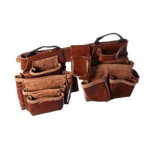 Cinturón de Herramientas de Cuero Marrón, Bolsa de Cintura Ajustable, Organizador de Trabajo para Carpintero, para Construcción - Product Image 3