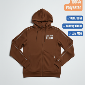 Fabricante de sudaderas con capucha y cremallera con logotipo personalizado, sudadera deportiva de poliéster, OEM, ODM, directo de fábrica - Product Image 4