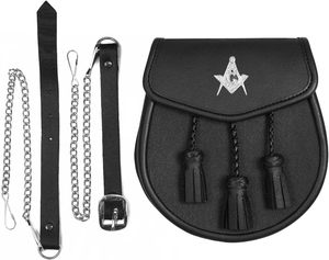 Venta al por mayor THISTLE ROSE ENTERPRISES Sporran Masónico Escocés de Cuero con Insignia Masónica Grabada |   Accesorio para Uniforme de Banda de Gaitas - Product Image 1