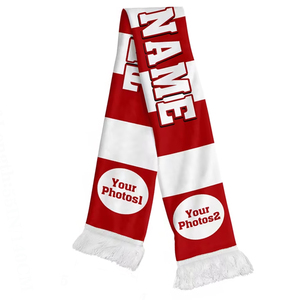 Écharpe sportive légère rouge et blanche, tricotée double face en acrylique et laine, longue, accessoire pour supporters, pour adultes - Product Image 1