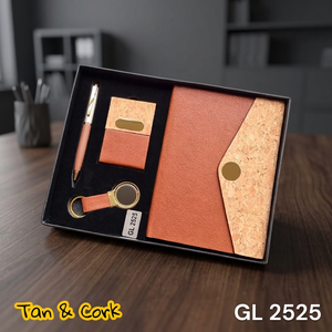 Coffret cadeau de papeterie professionnelle 4 pièces avec carnet A5, stylo roller métallique, porte-cartes et porte-clés pour la reconnaissance des employés et des clients - Product Image 3