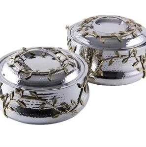 Luxury Hammered Casserole With Leaf Design Ideal for Upscale Wedding Celebrations and Restaurant Catering Top Quality Cookware - Product Image 6