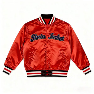 Premium Quality Custom Made Men Shiny Satin <b>Jacket</b> Custom Embroidery Lettering Fashion Club Team College Team Silk Satin <b>Jacket</b> - Product Image 1