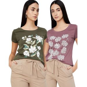 T-shirt imprimé graphique en coton coupe classique pour femme Max - Lot de 2 - Product Image 1