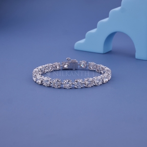 Bracelet jonc en or massif 10K 14K 18K à taille ronde, or blanc de laboratoire, avec diamants fins, pour femme, en vente, export - Product Image 1