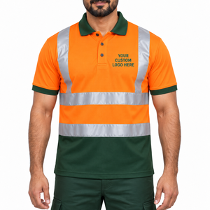 Chemises polo de sécurité en coton imprimées sur mesure, certifiées CE, pour uniformes de travail, avec impression par transfert thermique et haute visibilité - Product Image 2
