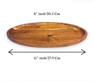Plateau de service ovale moderne en bois Moradabad Art Metal Ware, motif nature de la nature, poignée en corde, grain naturel, fait main pour la salle à manger - Product Image 6