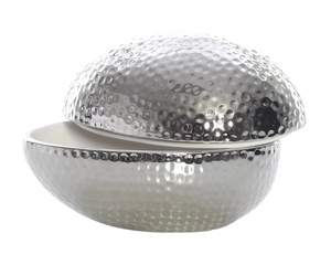 Nordic Silver Hammered Metal Salad Mixing Bowls Pistachio Design Snack & Fruit Luxury Home <b>Decor</b> Decorative Bowls with <b>Lid</b> - Product Image 1