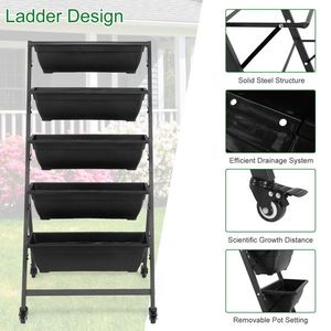 5 Tiers Vertical Garden Bed Indoor Outdoor Elevated Planter for Vegetables Flower Pots & Planters - Product Image 6