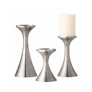 Ensemble de 3 bougeoirs en aluminium argenté, supports modernes en métal cannelé pour bougies coniques, décoration de table à manger, OEM - Product Image 2