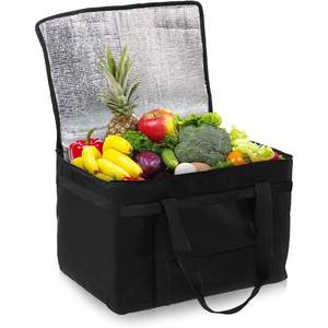 Paquete de 2 Bolsas Térmicas Negras Extra Grandes de 23 x 14.5 x 15 Pulgadas para Entrega de Alimentos con Control de Temperatura - Product Image 1