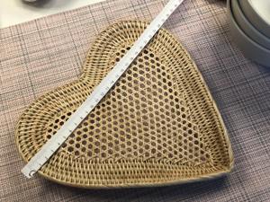 Plateau de service en rotin en forme de cœur, fait main, tressé, pour collations, biscuits, chocolat, décoration de table et panier cadeau - Product Image 5