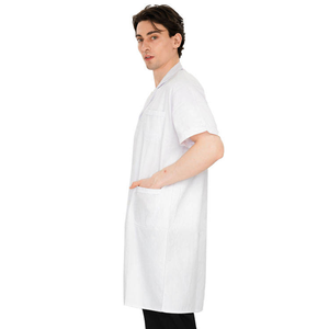 Blouse de laboratoire blanche pour femme, manches courtes, avec poches, en coton tissé, uniforme d'hôpital pour le personnel médical - Product Image 2