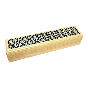 Long Bamboo Incense Burner Box with Carved <b>Lattice</b> Lid - Product Image 1
