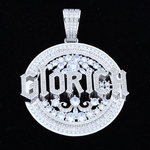 Collier pendentif rond GIORICH en argent 925 et moissanite pour homme, style hip-hop, léger, bijoux de luxe streetwear, cadeau - Product Image 6