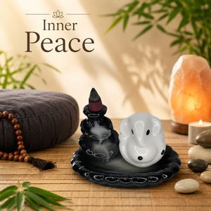 Lucky Ganesha Ceramic Backflow <b>Incense</b> Burner | Waterfall Aromatherapy <b>Cone</b> Holder Meditation Home Decor Gift Set Tabletop Decor - Product Image 3