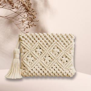 Sac à main en macramé à motif diamant avec perles de soie, fermeture magnétique, sac de soirée, fait à la main, durable, pliable, sac à bandoulière en corde - Product Image 2