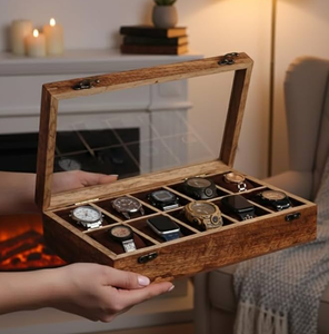 Wood Watch Box Top Quality 8 Slot Desktop Watch Organizer Crafts Wholesale price For luxury watch Storage - Product Image 5